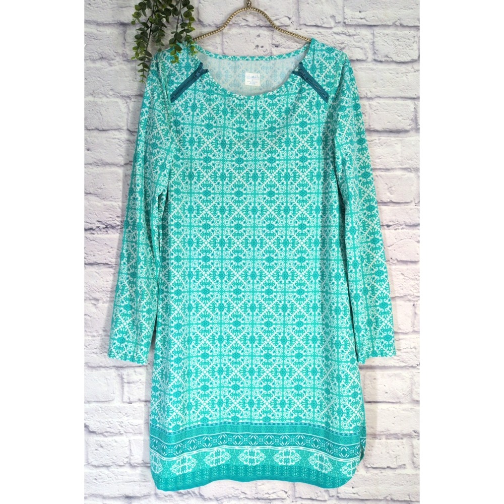 RETAILS $116🩵CABANA LIFE XL Tunic Shift Dress Zip Shoulder Coverup UPF Resort
